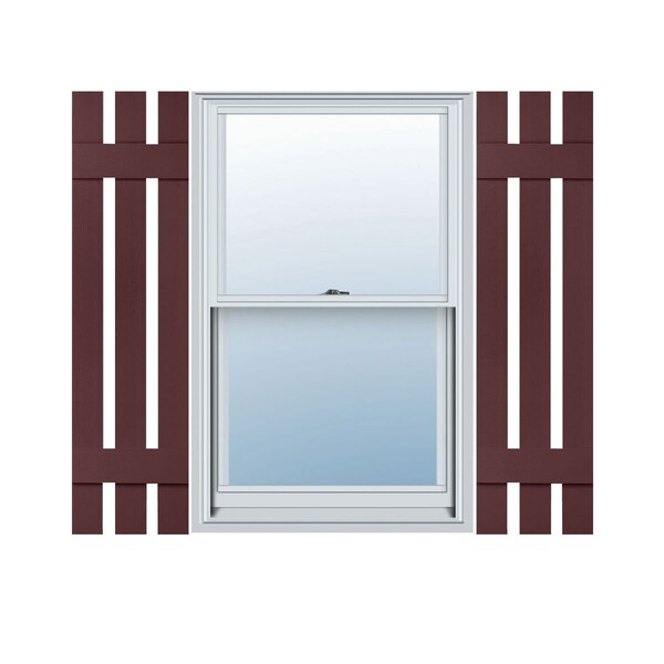 Ekena Millwork 12-in. W x 47-in. H Mid-America Vinyl, Standard Size Three Board Spaced Shutters, 167 - Bordeaux, PR 00031247167 - main